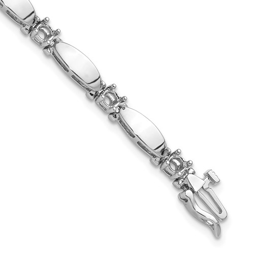 14K White Gold Holds 1.87 Carat 11-3.5mm Round Diamond Curved Bar Link Tennis Bracelet Mounting - 7in