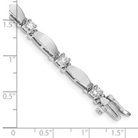 14K White Gold Complete 1.87 Carat Round Aaa Diamond Curved Bar Link Tennis Bracelet, 7" view 4