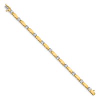 14K Two-tone Complete 2.75 Carat Round a Diamond Curved Bar Link 7 Inch Tennis Bracelet view 2
