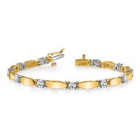 14K Two-tone Complete 2.75 Carat Round a Diamond Curved Bar Link 7 Inch Tennis Bracelet view 3
