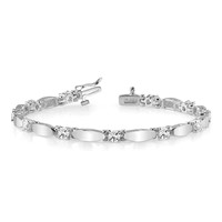 14K White Gold Complete 2.75 Carat Round Aaa Diamond Curved Bar Link Tennis Bracelet - 7in view 5