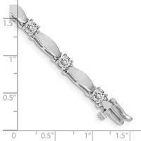 14K White Gold Complete 2.75 Carat Round Aaa Diamond Curved Bar Link Tennis Bracelet - 7in view 4
