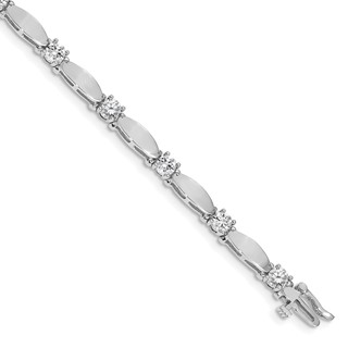 14k White Gold Holds 2.75 carat 11-4.0mm Round Diamond Curved Bar Link 7 inch Tennis Bracelet Mounting