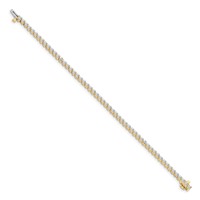 14K Yellow Gold Complete 2.4 Carat Round AA Diamond 3-prong Tennis Bracelet, 7" view 2