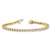 14K Yellow Gold Complete 2.4 Carat Round AA Diamond 3-prong Tennis Bracelet, 7" view 4