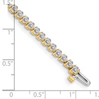 14K Yellow Gold Complete 2.4 Carat Round AA Diamond 3-prong Tennis Bracelet, 7" view 5