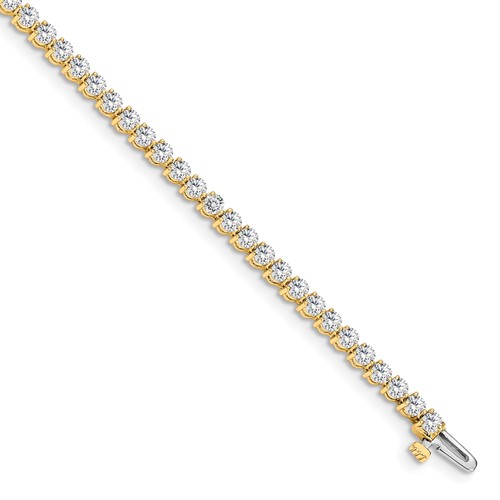 14K Yellow Gold Holds 2.4 Carat 59-2.2mm Round Diamond 3-prong Tennis Bracelet Mounting, 7"