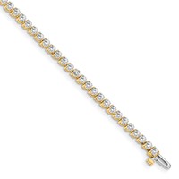14K Yellow Gold Complete 2.4 Carat Round AA Diamond 3-prong Tennis Bracelet, 7" view 1