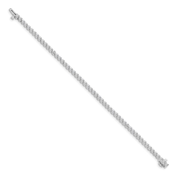 14k White Gold Holds 2.4 carat 59-2.2mm Round Diamond 3-prong 7 inch Tennis Bracelet Mounting