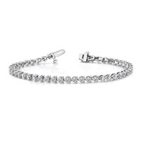 14K White Gold Holds 2.4 Carat 59-2.2mm Round Diamond 3-prong Tennis Bracelet Mounting, 7" view 3