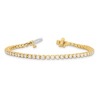 14K Yellow Gold Complete 3.3 Carat Round a Diamond 3-prong Tennis Bracelet, 7" view 3
