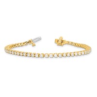 14K Yellow Gold Complete 3.3 Carat Round a Diamond 3-prong Tennis Bracelet, 7" view 5