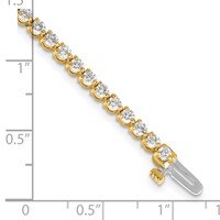 14K Yellow Gold Complete 3.3 Carat Round a Diamond 3-prong Tennis Bracelet, 7" view 4