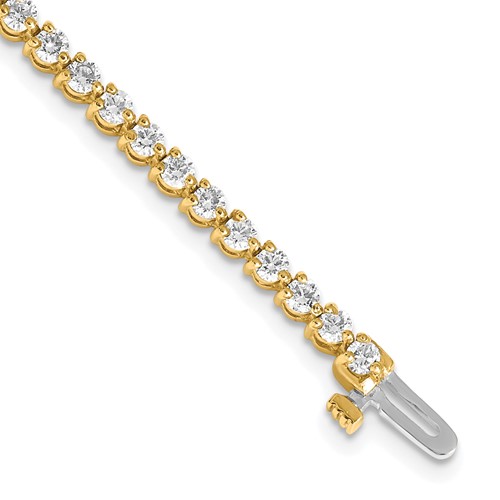 14K Yellow Gold Complete 3.3 Carat Round Aaa Diamond 3-prong Tennis Bracelet, 7"
