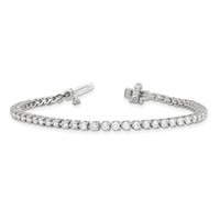 14K White Gold Complete 3.3 Carat Round Aaa Diamond 3-prong 7 Inch Tennis Bracelet view 3