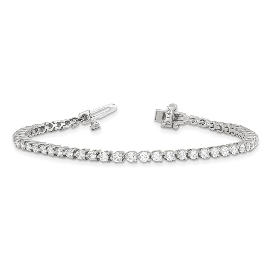 14k White Gold Holds 3.3 carat 56-2.5mm Round Diamond 3-prong 7 inch Tennis Bracelet Mounting