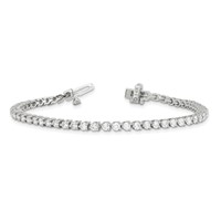 14K White Gold Complete 3.3 Carat Round Aaa Diamond 3-prong 7 Inch Tennis Bracelet view 4