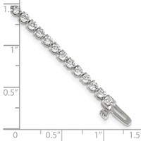 14K White Gold Complete 3.3 Carat Round Aaa Diamond 3-prong 7 Inch Tennis Bracelet view 5