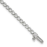 14K White Gold Complete 3.3 Carat Round Aaa Diamond 3-prong 7 Inch Tennis Bracelet view 1