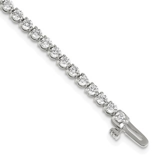 14k White Gold Holds 3.3 carat 56-2.5mm Round Diamond 3-prong 7 inch Tennis Bracelet Mounting