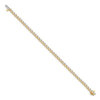14K Yellow Gold Complete 4.3 Carat Round AA Diamond 3-prong Tennis Bracelet, 7" view 2