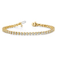 14K Yellow Gold Complete 4.3 Carat Round AA Diamond 3-prong Tennis Bracelet, 7" view 5