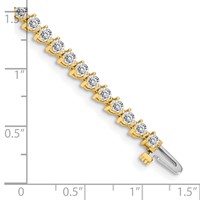 14K Yellow Gold Complete 4.3 Carat Round AA Diamond 3-prong Tennis Bracelet, 7" view 4