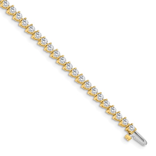 14K Yellow Gold Holds 4.3 Carat 47-2.8mm Round Diamond 3-prong Tennis Bracelet Mounting, 7"