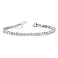 14K White Gold Complete 4.3 Carat Round Aaa Diamond 3-prong Tennis Bracelet, 7" view 5