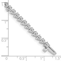 14K White Gold Complete 4.3 Carat Round Aaa Diamond 3-prong Tennis Bracelet, 7" view 4