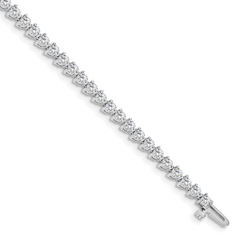 14K White Gold Holds 4.3 Carat 47-2.8mm Round Diamond 3-prong Tennis Bracelet Mounting, 7"