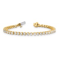 14K Yellow Gold Holds 4.73 Carat 46-3.0mm Round Diamond 3-prong Tennis Bracelet Mounting view 3