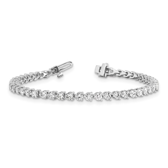 14k White Gold Holds 4.73 carat 46-3.0mm Round Diamond 3-prong Tennis Bracelet Mounting