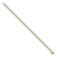 14K Yellow Gold Complete 6.15 Carat Round a Diamond 3-prong Tennis Bracelet, 7" view 2