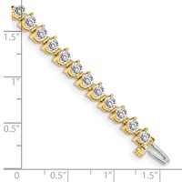 14K Yellow Gold Complete 6.15 Carat Round a Diamond 3-prong Tennis Bracelet, 7" view 4