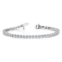 14K White Gold Complete 6.15 Carat Round VS Diamond 3-prong Tennis Bracelet, 7" view 3