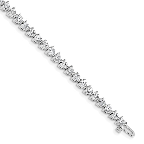 14k White Gold Holds 6.15 carat 41-3.4mm Round Diamond 3-prong 7 inch Tennis Bracelet Mounting