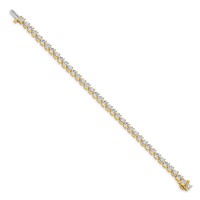 14K Yellow Gold Complete 7 Carat Round Aaa Diamond 3-prong Tennis Bracelet, 7" view 2