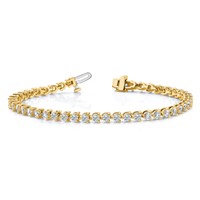 14K Yellow Gold Complete 7 Carat Round Aaa Diamond 3-prong Tennis Bracelet, 7" view 3