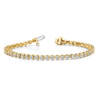 14K Yellow Gold Complete 7 Carat Round Aaa Diamond 3-prong Tennis Bracelet, 7" view 5