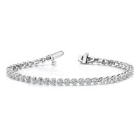 14K White Gold Complete 7 Carat Round Aaa Diamond 3-prong Tennis Bracelet, 7" view 3