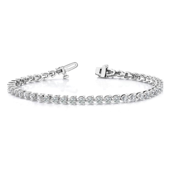 14k White Gold Holds 7 carat 38-3.6mm Round Diamond 3-prong 7 inch Tennis Bracelet Mounting