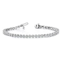 14K White Gold Complete 7 Carat Round Aaa Diamond 3-prong Tennis Bracelet, 7" view 5