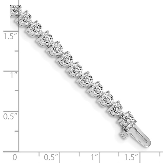 14k White Gold Holds 7 carat 38-3.6mm Round Diamond 3-prong 7 inch Tennis Bracelet Mounting
