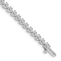 14K White Gold Complete 7 Carat Round Aaa Diamond 3-prong Tennis Bracelet, 7" view 1