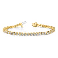 14K Yellow Gold Complete 8.5 Carat Round VS Diamond 3-prong Tennis Bracelet, 7" view 3