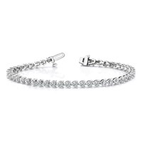14K White Gold Complete 8.5 Carat Round a Diamond 3-prong Tennis Bracelet, 7" view 3