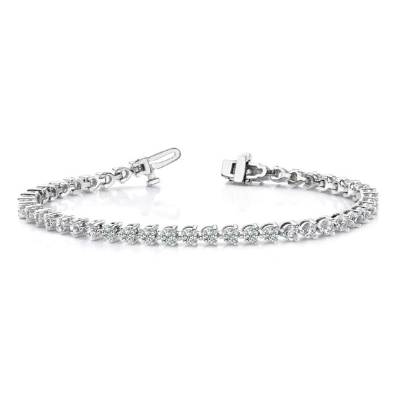 14k White Gold Holds 8.5 carat 37-3.9mm Round Diamond 3-prong 7 inch Tennis Bracelet Mounting