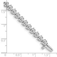 14K White Gold Complete 8.5 Carat Round a Diamond 3-prong Tennis Bracelet, 7" view 4