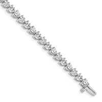 14K White Gold Complete 8.5 Carat Round a Diamond 3-prong Tennis Bracelet, 7" view 1